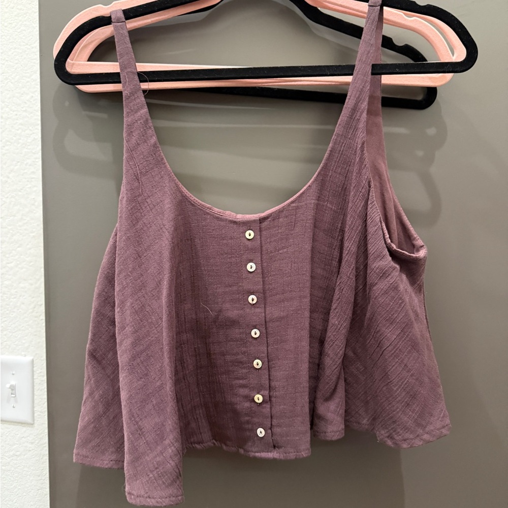 Zara Dusty Purple Button-Front Tank Top